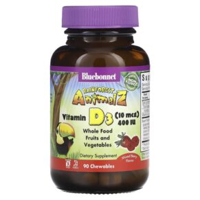 Bluebonnet Nutrition Rainforest Animalz Vitamin D3 Mixed Berry 400 IU 90 viên 743715001947