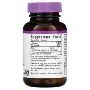 Bluebonnet Nutrition Triple Boron Citrate Aspartate Glycinate 90 Vegetable Capsules 743715006850