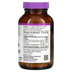Bluebonnet Nutrition Vitamin C D3 & Zinc 100 Vegetable Capsules 743715005570
