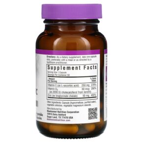 Bluebonnet Nutrition Vitamin C D3 & Zinc 50 Vegetable Capsules 743715005556