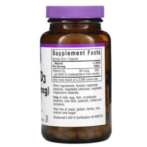 Bluebonnet Nutrition Vitamin D3 50 mcg (2.000 IU) 180 Vegetable Capsules 3 Bluebonnet Nutrition Vitamin D3 50 mcg (2.000 IU) 180 Vegetable Capsules 743715003156
