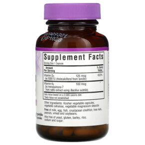 Bluebonnet Nutrition Vitamin D3 & K2 60 Vegetable Capsules 743715006546