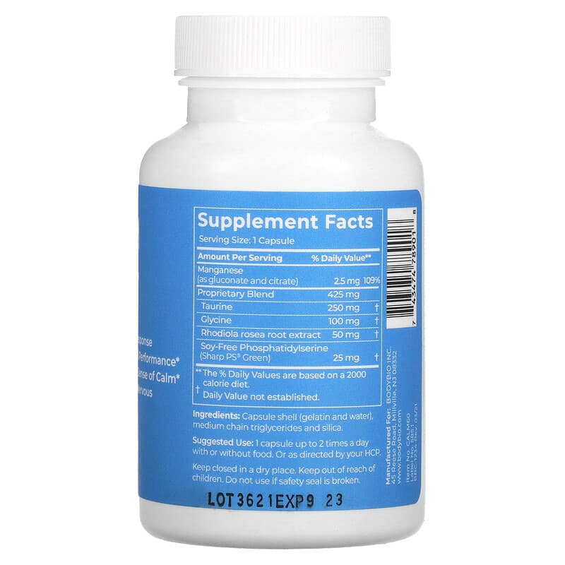 BodyBio Calm 60 Capsules 8 Thành phần vi chất BodyBio Calm 60 viên 743474789018