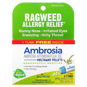 Boiron Ambrosia Ragweed Allergy Relief Meltaway Pellets 3 Tubes 80 mỗi viên 306962020002