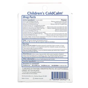 Boiron Coldcalm Children's Cold Relief 3+ and Older 2 Tubes Approx. 80 Quick Dissolving Pellets Each 306969049426