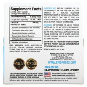BPI Sports A-HD Elite 500 mg 30 Capsules 811213020453