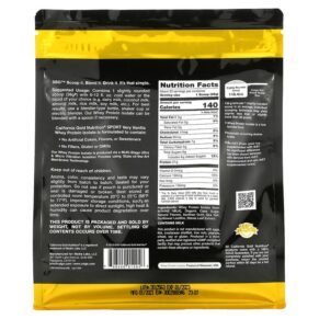 California Gold Nutrition 100% Whey Protein Isolate Very Vanilla Flavor 2 lbs (907 g) 898220012046