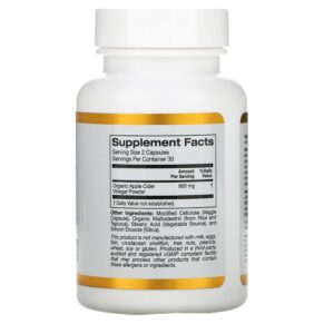 California Gold Nutrition Apple Cider Vinegar 60 Veggie Capsules 898220019052