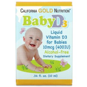 California Gold Nutrition Baby Vitamin D3 Liquid 10 mcg (400 IU) 0.34 fl oz (10 ml) 898220010349