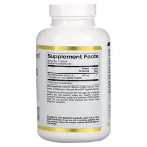 California Gold Nutrition Bee Propolis 2X Concentrated Extract 500 mg 240 Veggie Caps 898220009466