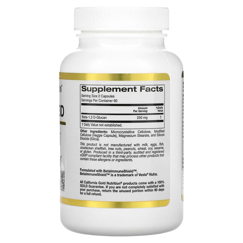 California Gold Nutrition Beta Glucan 1-3D with Beta-ImmuneShield 125 mg 120 Veggie Capsules 8 Thành phần vi chất California Gold Nutrition Beta Glucan 1-3D + Beta-ImmuneShield 125 mg 120 viên 898220017966
