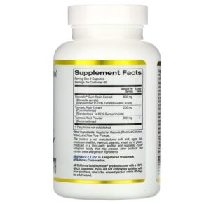 California Gold Nutrition Boswellia Extract Plus Turmeric Extract 250 mg 120 Veggie Capsules 898220013517