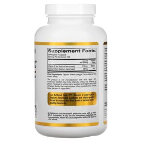California Gold Nutrition Buffered Gold C GOLD Standard Sodium Ascorbate (Vitamin C) 750 mg 240 Veggie Capsules 898220012374