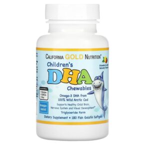 California Gold Nutrition Children's DHA 100% Wild Arctic Cod Strawberry-Lemon Flavor 180 Fish Gelatin viên 898220010981
