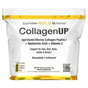 California Gold Nutrition CollagenUP Hydrolyzed Marine Collagen Peptides + Hyaluronic Acid & Vitamin C Unflavored 2.2 lbs (1 kg) 898220021017