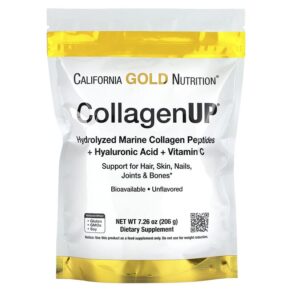 California Gold Nutrition CollagenUP Hydrolyzed Marine Collagen Peptides + Hyaluronic Acid & Vitamin C Unflavored 7.26 oz (206 g) 898220010332