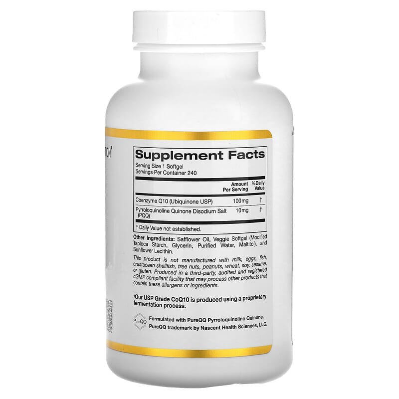California Gold Nutrition CoQ10 with PQQ 100 mg 240 Veggie Softgels 8 Thành phần vi chất California Gold Nutrition CoQ10 + PQQ 100 mg 240 viên 898220013371