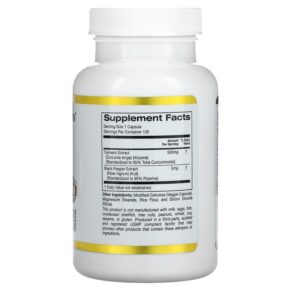 California Gold Nutrition Curcumin C3 Complex with BioPerine 500 mg 120 Veggie Capsules 898220009404