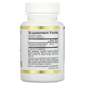 California Gold Nutrition EpiCor Dried Yeast Fermentate 500 mg 30 Veggie Capsules 898220015672