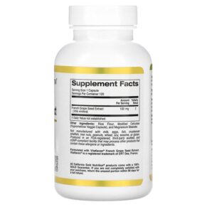 California Gold Nutrition French Grape Seed Extract Vitaflavan 100 mg 120 Veggie Capsules 3 California Gold Nutrition French Grape Seed Extract Vitaflavan 100 mg 120 Veggie Capsules 898220011940