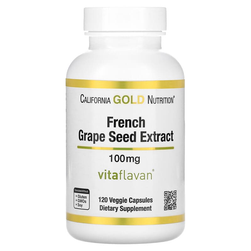 California Gold Nutrition French Grape Seed Extract Vitaflavan 100 mg 120 Veggie Capsules 1 California Gold Nutrition French Grape Seed Extract Vitaflavan 100 mg 120 viên 898220011940