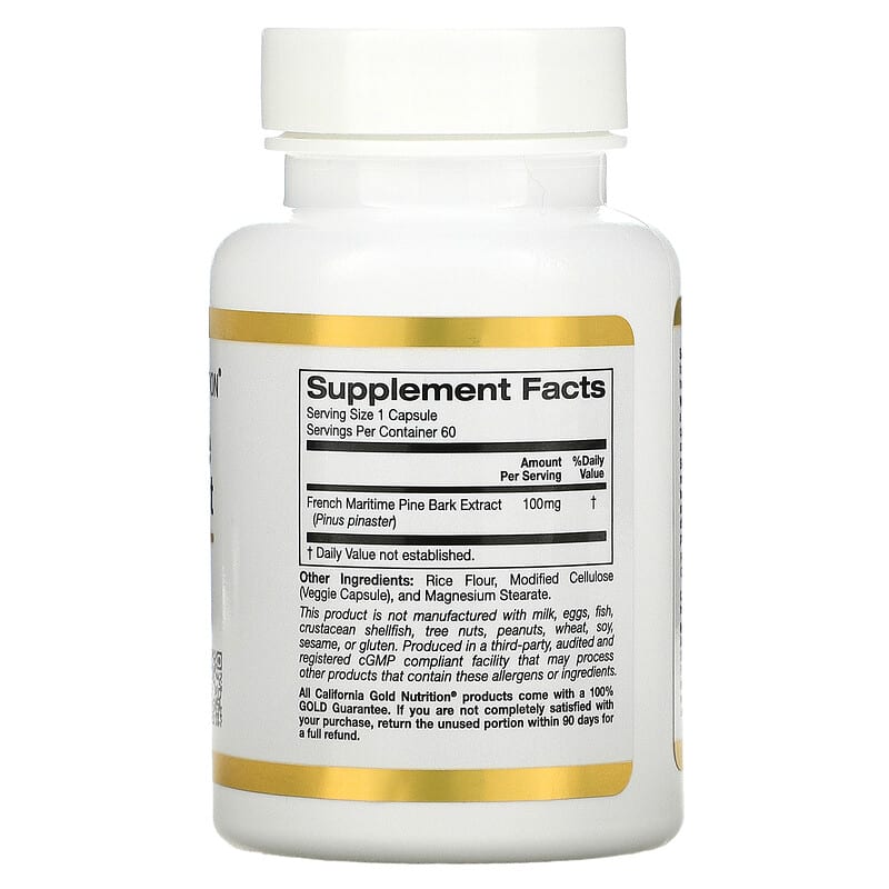 California Gold Nutrition French Maritime Pine Bark Extract Oligopin 100 mg 60 Veggie Capsules 8 Thành phần vi chất California Gold Nutrition French Maritime Pine Bark Extract Oligopin 100 mg 60 viên 898220011957