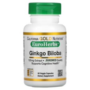 California Gold Nutrition Ginkgo Biloba Extract EuroHerbs European Quality 120 mg 60 viên 898220011094