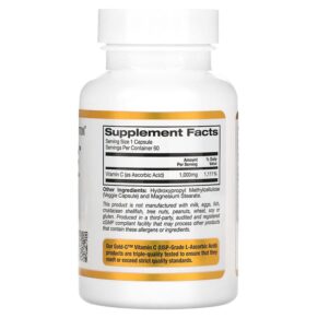 California Gold Nutrition Gold C USP Grade Vitamin C 1.000 mg 60 Veggie Capsules 898220009312