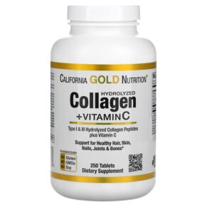 California Gold Nutrition Hydrolyzed Collagen Peptides + Vitamin C Type I & III 250 viên 898220011780