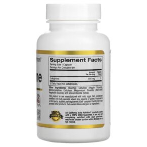 California Gold Nutrition L-Arginine 60 Veggie Capsules 898220011261