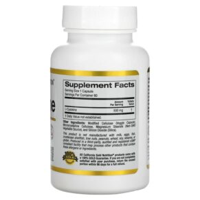 California Gold Nutrition L-Cysteine AjiPure 500 mg 60 Veggie Capsules 898220011308