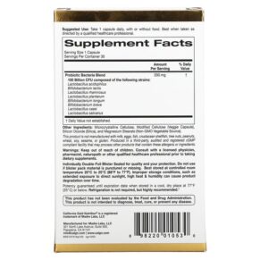 California Gold Nutrition LactoBif 100 Probiotics 100 Billion CFU 30 Veggie Capsules 898220010530
