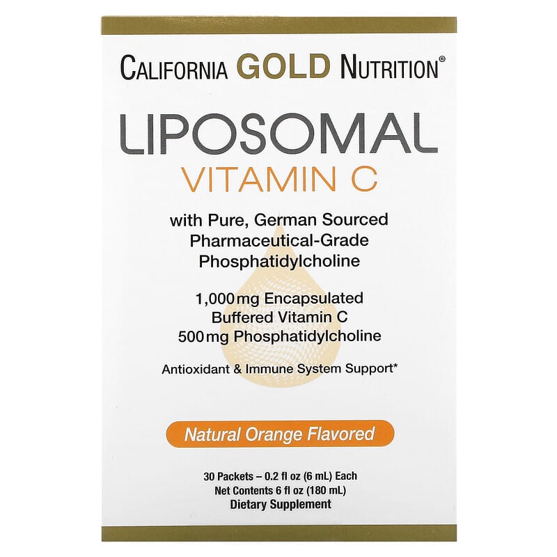California Gold Nutrition Liposomal Vitamin C 1.000 mg 30 Packets 0.2 oz (5.7 ml) Each 1 California Gold Nutrition Liposomal Vitamin C 1.000 mg 30 gói 0.2 oz (5.7 ml) 898220010721