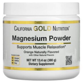 California Gold Nutrition Magnesium Powder Beverage Orange Crush 13.4 oz (380 g) 898220015627