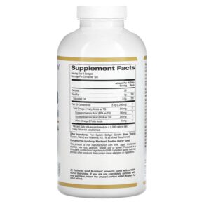 California Gold Nutrition Omega-3 Premium Fish Oil 240 Fish Gelatin Softgels 898220013302