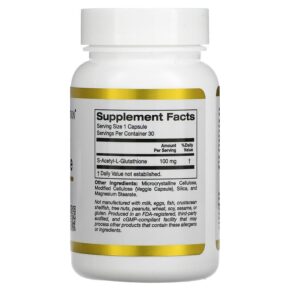 California Gold Nutrition S-Acetyl L-Glutathione 100 mg 30 Veggie Capsules 898220018994