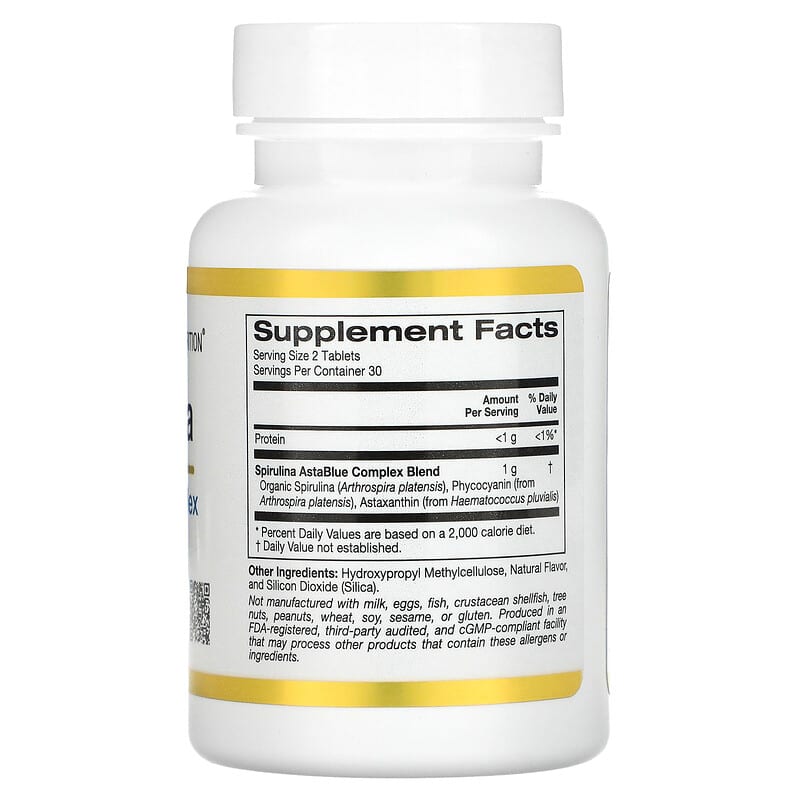 California Gold Nutrition Spirulina AstaBlue Complex 60 Tablets 8 Thành phần vi chất California Gold Nutrition Spirulina AstaBlue Complex 60 viên 898220018574