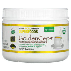 California Gold Nutrition SUPERFOODS - GoldenCeps Organic Turmeric + Adaptogens 4 oz (114 g) 898220014361