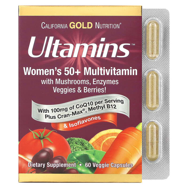 California Gold Nutrition Ultamins Women's 50+ Multivitamin with CoQ10 60 Veggie Capsules 1 California Gold Nutrition Ultamins Women's 50+ Multivitamin + CoQ10 60 viên 898220021901