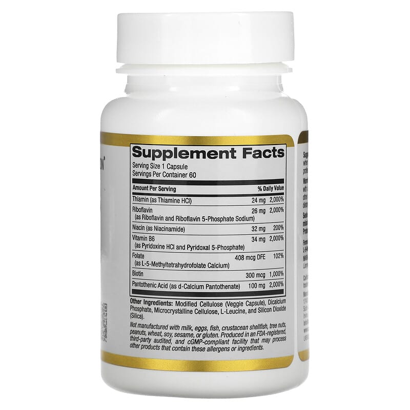 California Gold Nutrition Vitamin B Complex 60 Veggie Capsules 8 Thành phần vi chất California Gold Nutrition Vitamin B Complex 60 viên 898220012961