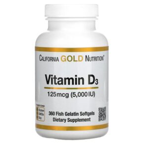 California Gold Nutrition Vitamin D3 125 mcg (5.000 IU) 360 Fish Gelatin viên 898220010660