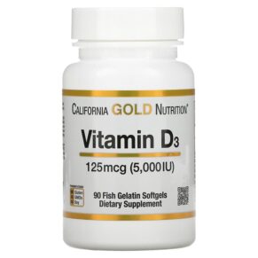 California Gold Nutrition Vitamin D3 125 mcg (5.000 IU) 90 Fish Gelatin viên 898220010653