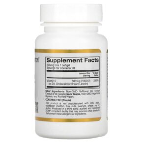 California Gold Nutrition Vitamin D3 50 mcg (2.000 IU) 90 Fish Gelatin Softgels 3 California Gold Nutrition Vitamin D3 50 mcg (2.000 IU) 90 Fish Gelatin Softgels 898220011797