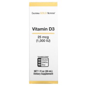 California Gold Nutrition Vitamin D3 Liquid 25 mcg (1.000 IU) 1 fl oz (30 ml) 898220020485