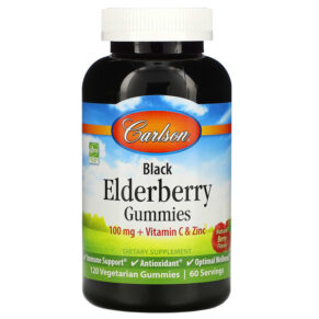Carlson Black Elderberry + Vitamin C & Zinc Natural Berry 50 mg 120 viên 088395488108