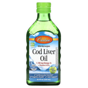 Carlson Cod Liver Oil Natural Green Apple 1.100 mg 8.4 fl oz (250 ml) 088395137105