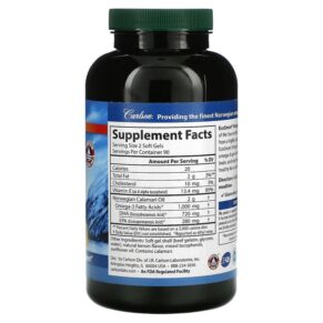 Carlson EcoSmart Omega-3 Natural Lemon 500 mg 180 Soft Gels 088395018022
