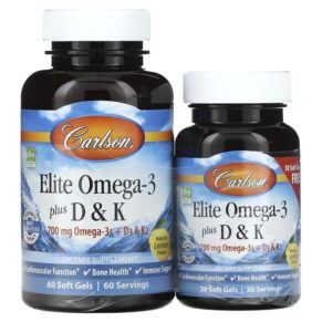 Carlson Elite Omega-3 Plus D & K Natural Lemon Flavor 60 + 30 Free viên 088395175404