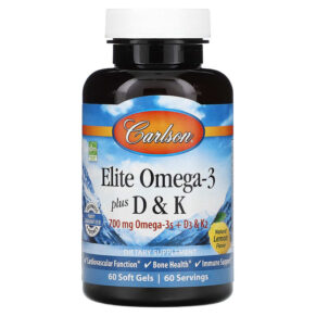 Carlson Elite Omega-3 Plus D & K Natural Lemon Flavor 60 viên 088395175107