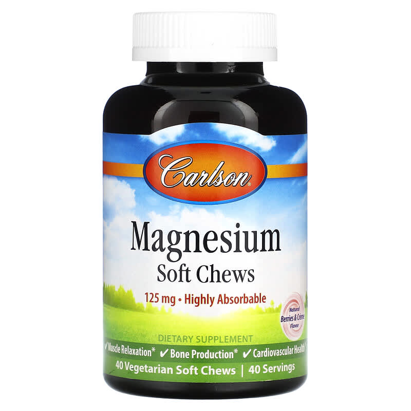 Carlson Magnesium Natural Berries & Creme 125 mg 40 viên 088395580604